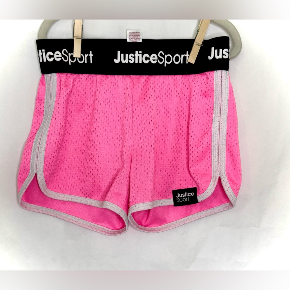 Justice Sport Pink and White Girls Shorts W/ Mesh Design